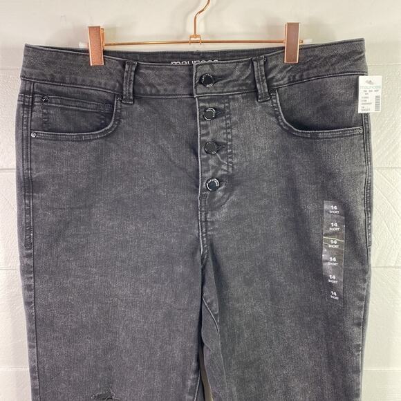 MAURICES Black Mineral Washed High Rise Everflex Skinny Jeans Size 14 Short - Picture 5 of 11